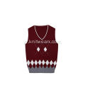 Boy&#39;s Knitted Diamond Jacquard Argyle School Vest